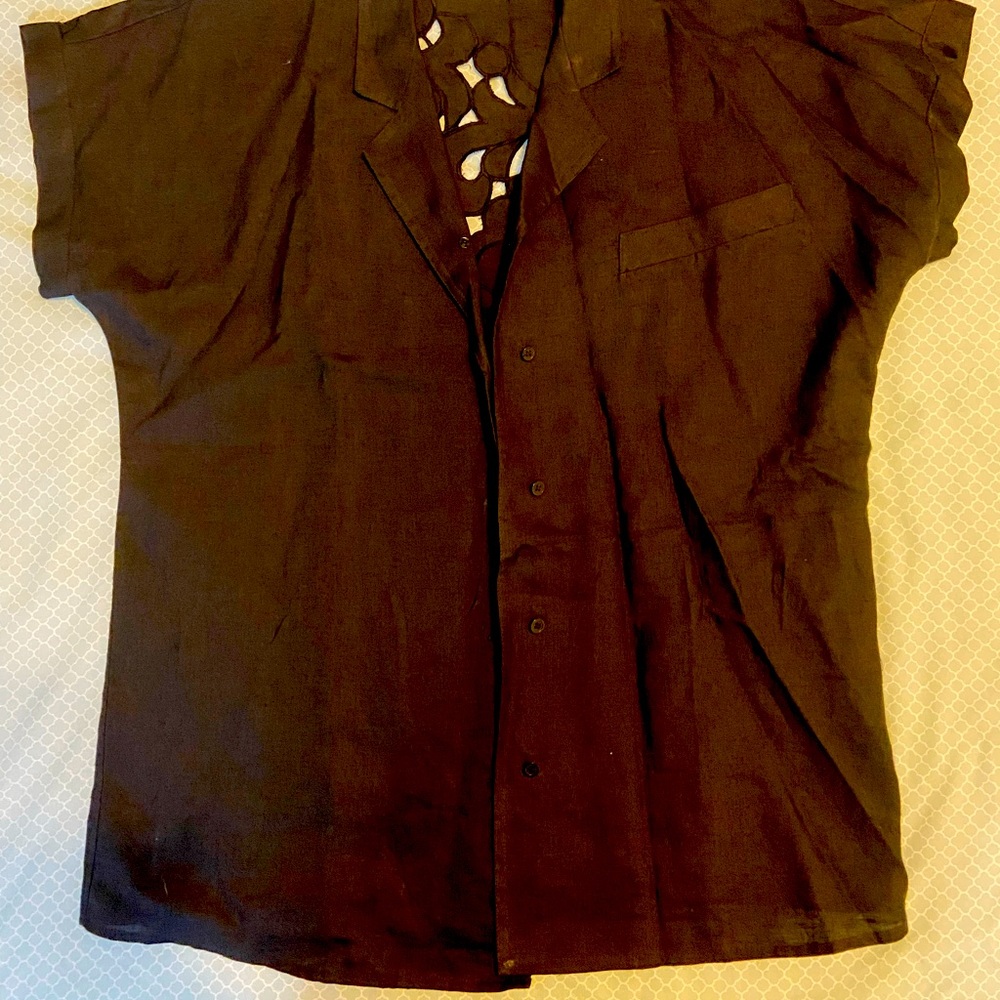 Vintage linen blouse w sexy cutout